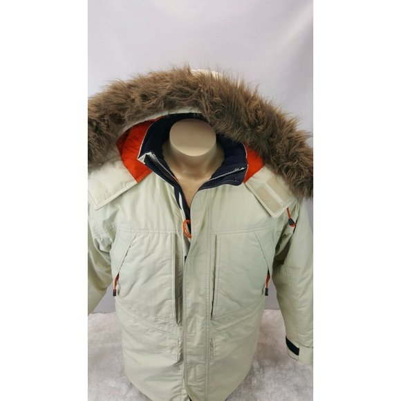 Gap Nylon Heavyweight Snow Cold Weather Jacket Men Size Small Faux Fur Hoodie - Picture 1 of 11